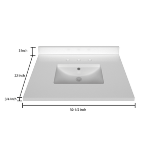 Stock Top 2 CM Pure White 30.5 In W x 22 In D - Bathroom Vanities Outlet