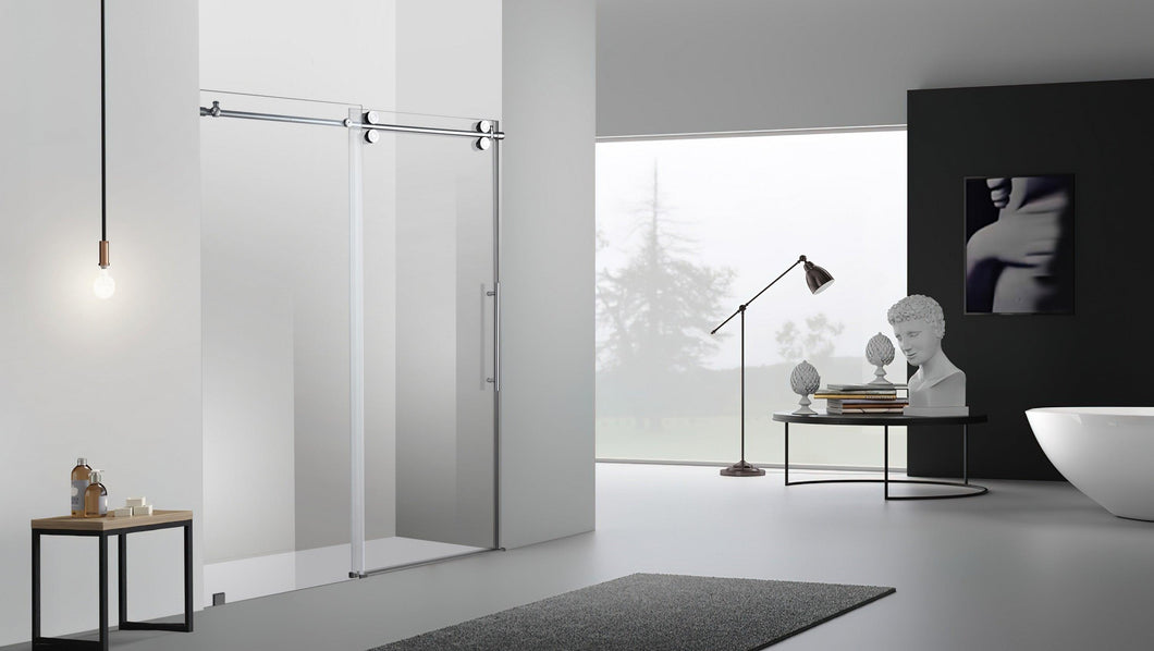 Sofi 60 in. x 79 in. Frameless Rolling Shower Door in Brushed Nickel - Bathroom Vanities Outlet