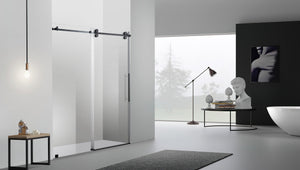 Sofi 60 in. x 79 in. Frameless Rolling Shower Door in Black - Bathroom Vanities Outlet