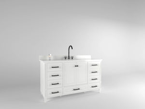Windsor 59.5 Single in All Wood Vanity in Bright White - Cabinet Only - Bathroom Vanities Outlet