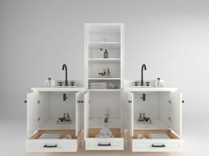 Windsor 84 in All Wood Vanity in White - Cabinet Only - Bathroom Vanities Outlet