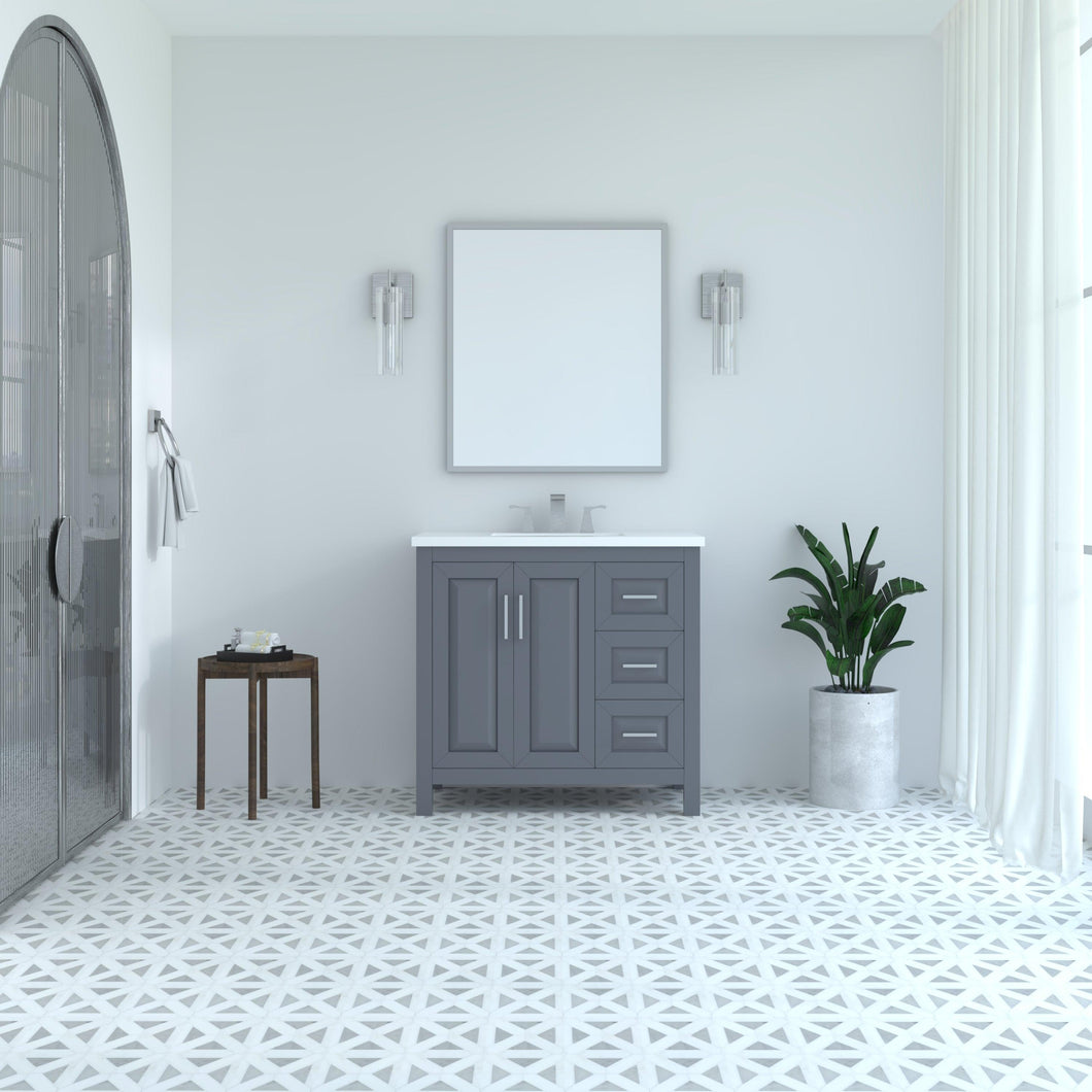 Kennesaw 35.5 inch Bathroom Vanity in Charcoal- Cabinet Only - Bathroom Vanities Outlet