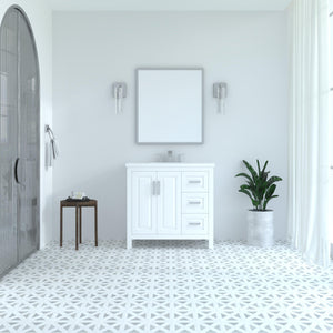 Kennesaw 35.5 inch Bathroom Vanity in White- Cabinet Only - Bathroom Vanities Outlet