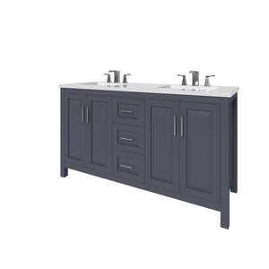 Kennesaw 59.5 inch Double Bathroom Vanity in Charcoal- Cabinet Only - Bathroom Vanities Outlet