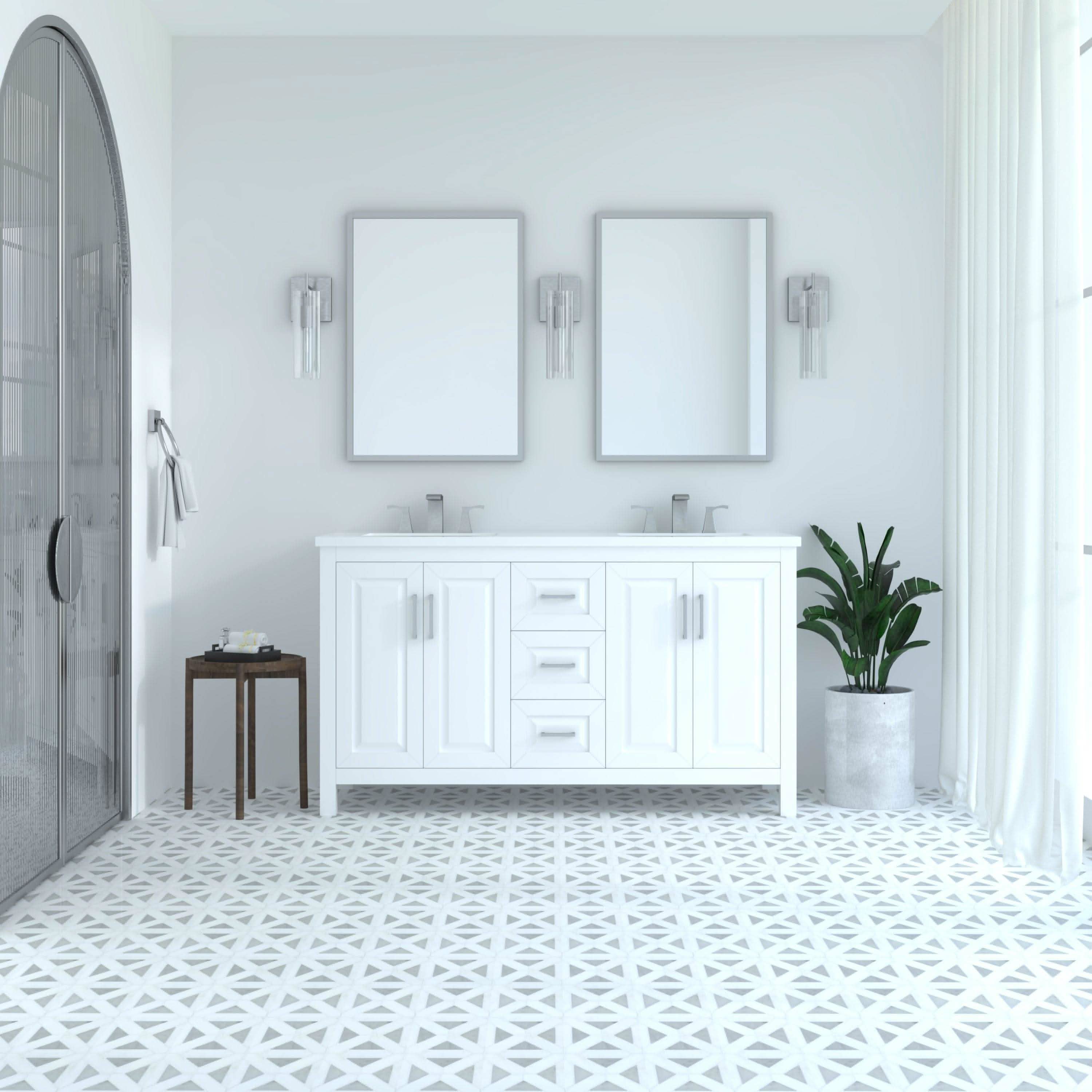 Kennesaw 59.5 inch Double Bathroom Vanity in White Only