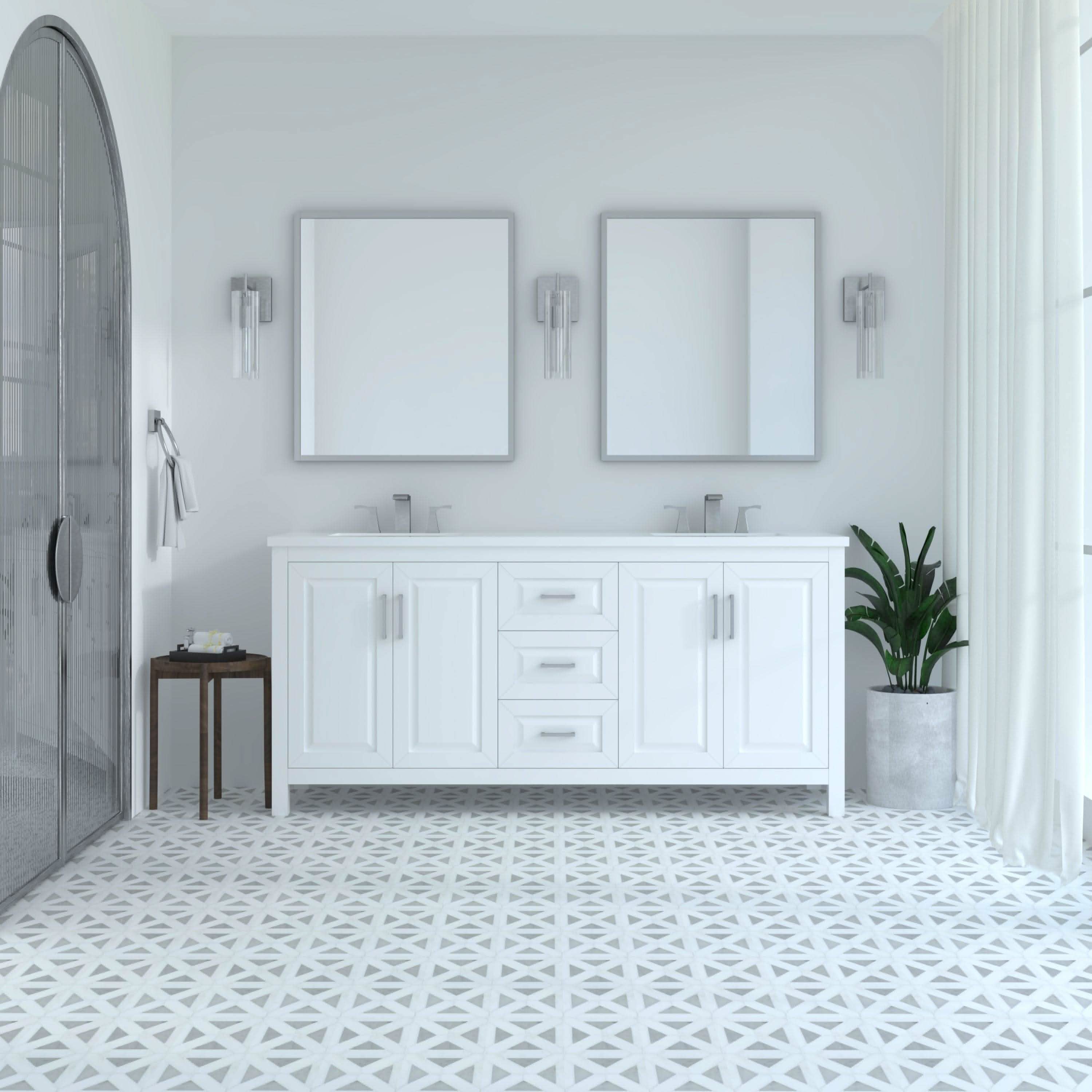 Kennesaw 71.5 inch Double Bathroom Vanity in White Only