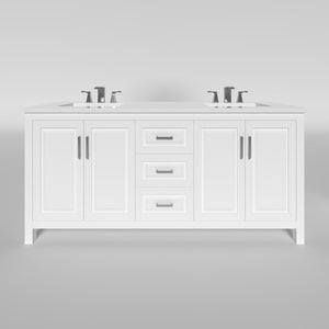 Kennesaw 71.5 inch Double Bathroom Vanity in White- Cabinet Only - Bathroom Vanities Outlet