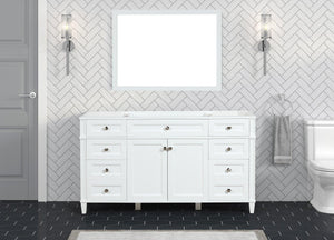 Kensington 59.5 Single in All Wood Vanity in Bright White - Cabinet Only - Bathroom Vanities Outlet