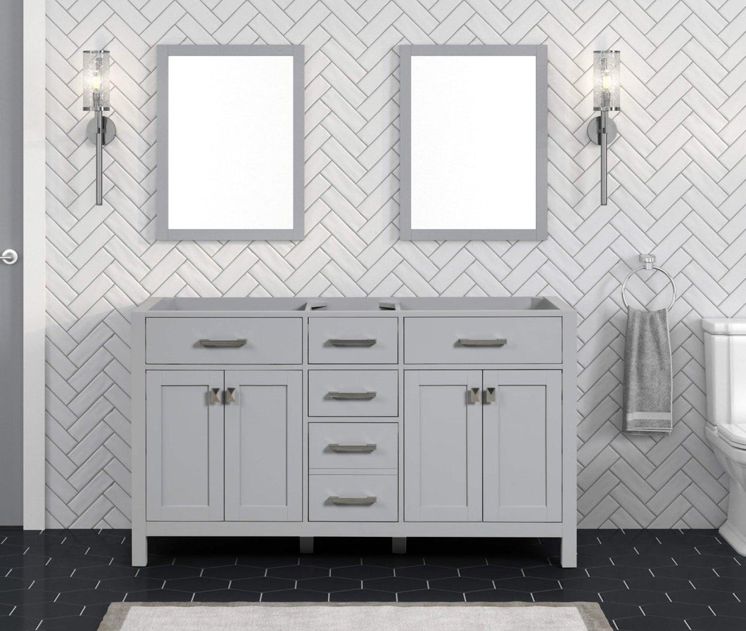 London 59.5 Inch- Double Bathroom Vanity in Metal Gray - Bathroom Vanities Outlet