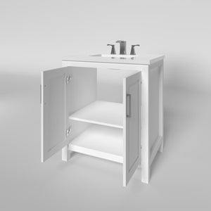 Kennesaw 29.5 inch Bathroom Vanity in White- Cabinet Only - Bathroom Vanities Outlet