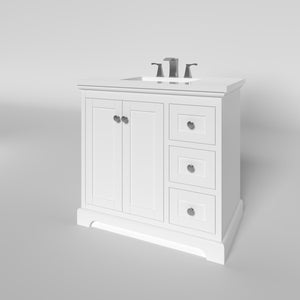 Marietta 35.5 inch Bathroom Vanity in White- Cabinet Only - Bathroom Vanities Outlet