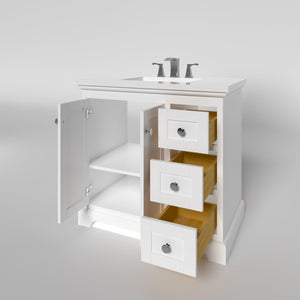 Marietta 35.5 inch Bathroom Vanity in White- Cabinet Only - Bathroom Vanities Outlet