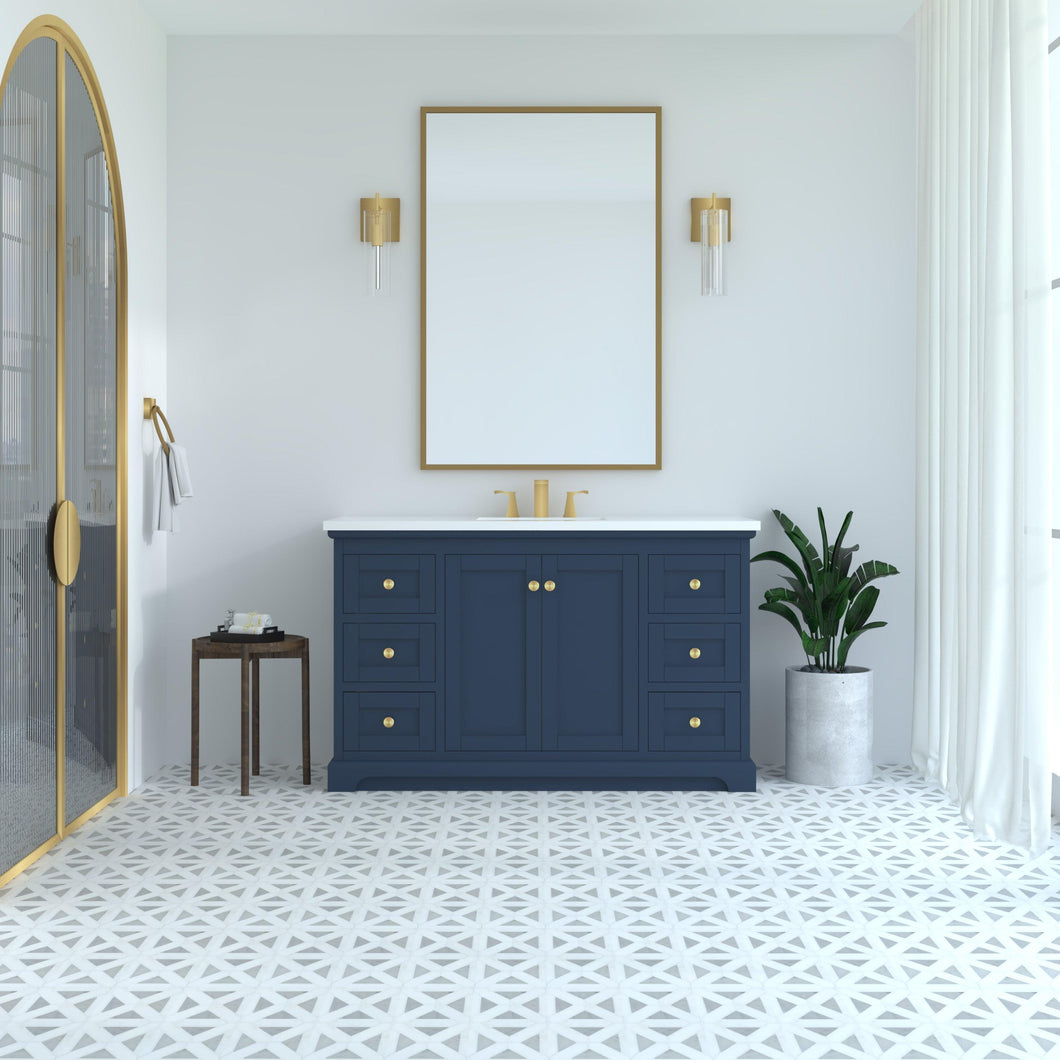 Marietta 53.5 inch Single Bathroom Vanity in Blue- Cabinet Only - Bathroom Vanities Outlet