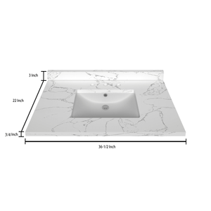 Stock Top 2 CM Carrara White 36.5 In W x 22 In D - Bathroom Vanities Outlet