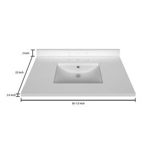 Stock Top 2 CM Pure White 36.5 In W x 22 In D - Bathroom Vanities Outlet