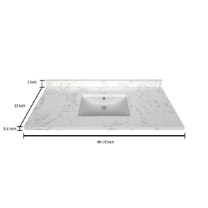 Stock Top 2 CM Carrara White 48.5 In W x 22 In D - Bathroom Vanities Outlet