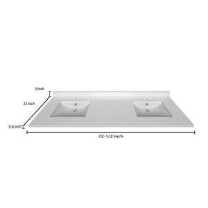 Stock Top 2 CM Pure White 72.5 In W x 22 In D - Bathroom Vanities Outlet