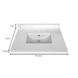 Stock Top 3 CM Carrara White Quartz 30.5 In W x 22 In D - Bathroom Vanities Outlet