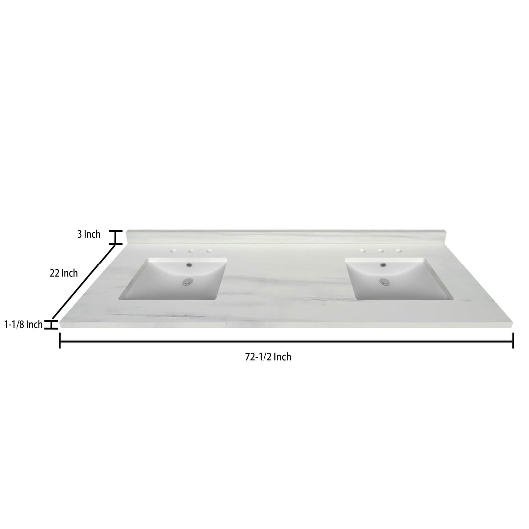 Stock Top 3 CM Woodgrain 72.5 In W x 22 In D - Bathroom Vanities Outlet