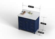 Load image into Gallery viewer, Kensington 41.5 in All Wood Vanity in Navy Blue - Cabinet Only