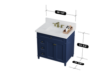 Load image into Gallery viewer, Kensington 35.5 Left Drawers in All Wood Vanity in Navy Blue - Cabinet Only