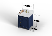 Load image into Gallery viewer, Kensington 29.5 Left Drawers in All Wood Vanity in Navy Blue - Cabinet Only