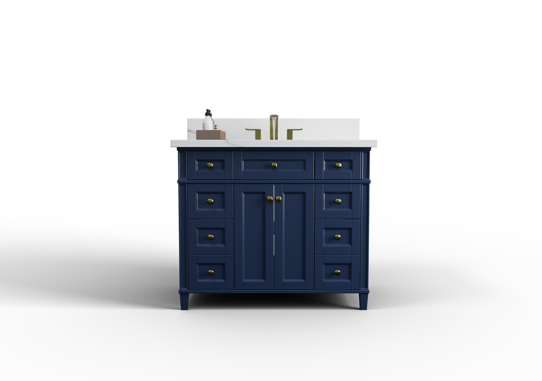 Kensington 41.5 in All Wood Vanity in Navy Blue - Cabinet Only