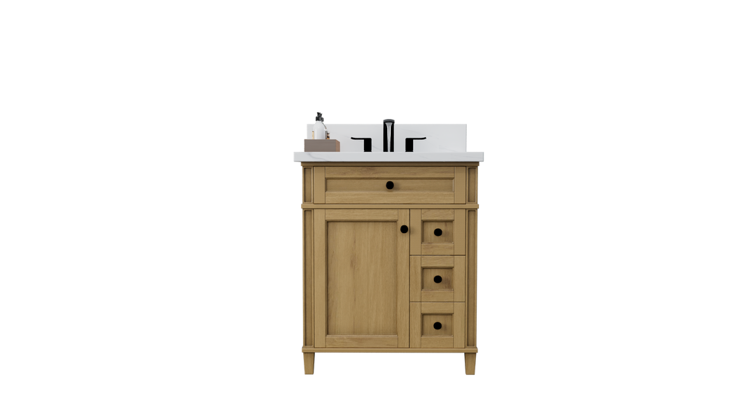 Kensington 29.5 Right Drawers in All Wood Vanity in Desert Oak - Cabinet Only