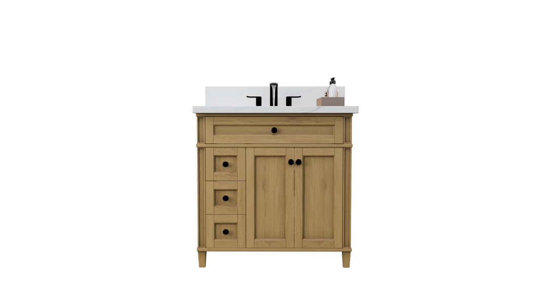 Kensington 36 Left Drawer Bath Vanity Solid Wood Oak Renovate for Less Atlanta Roswell Marietta Norcross