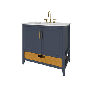 Nearmé New York 35.5 Inch Bathroom Vanity in Blue- Cabinet Only - Bathroom Vanities Outlet