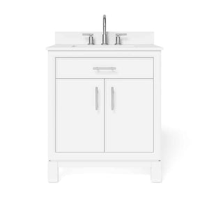 Clifden 30" White Vanity with Quartz Top - Bathroom Vanities Outlet