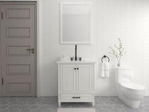 Windsor 30 in All Wood Vanity in Bright White - Cabinet Only