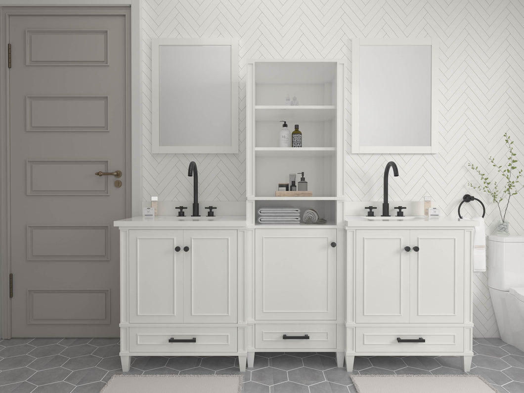 Windsor 84 in All Wood Vanity in White - Cabinet Only