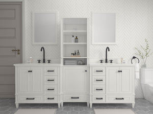 Windsor 96 inch All Wood Vanity in White - Cabinet Only