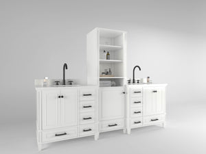 Windsor 96 inch All Wood Vanity in White - Cabinet Only