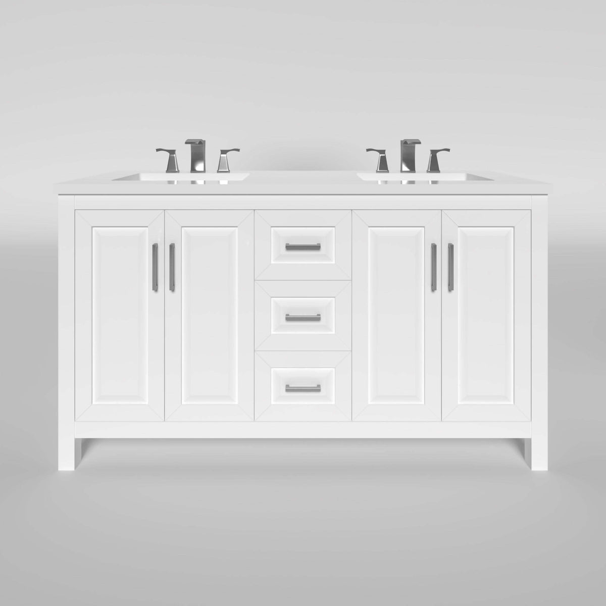 Kennesaw 59.5 inch Double Bathroom Vanity in White Only