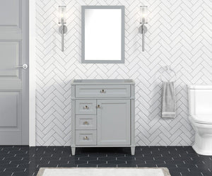 Kensington 29.5 Left in All Wood Vanity in Metal Gray - Cabinet Only - Bathroom Vanities Outlet