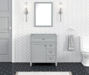 Kensington 30 Right in Solid Wood Vanity in Metal Gray - Cabinet Only Ethan Roth