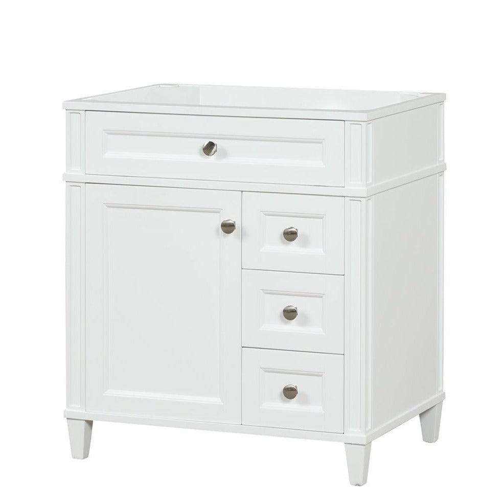 Kensington 29.5 Right Drawers in All Wood Vanity in Bright White - Cabinet Only - Bathroom Vanities Outlet