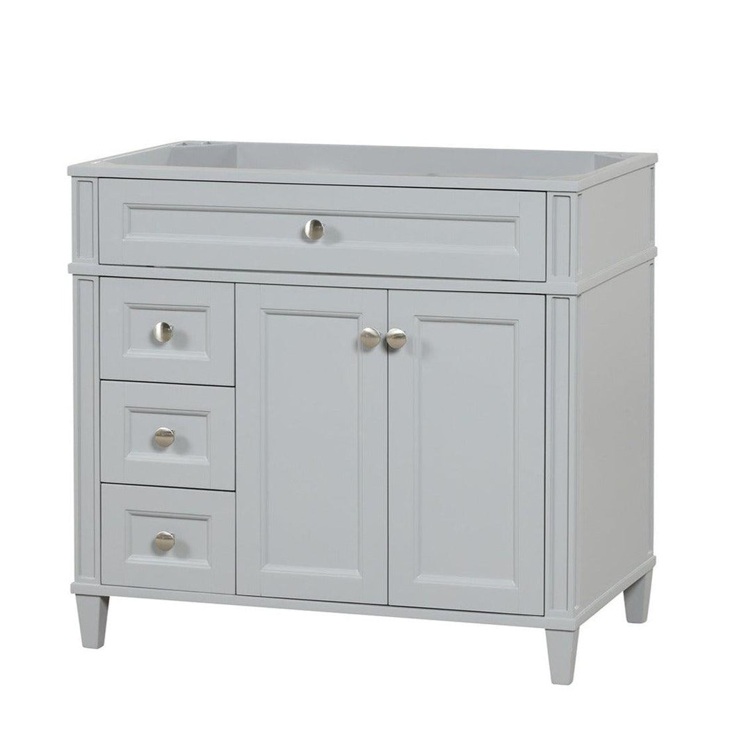 Kensington 36 Left in Solid Wood Vanity in Metal Gray - Cabinet Only Ethan Roth