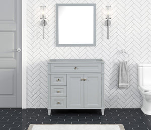 Kensington 36 Left in Solid Wood Vanity in Metal Gray - Cabinet Only Ethan Roth