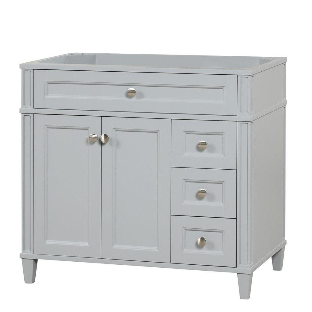 Kensington 36 Right in Solid Wood Vanity in Metal Gray - Cabinet Only Ethan Roth