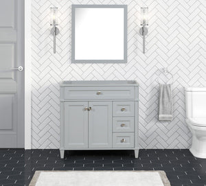 Kensington 36 Right in Solid Wood Vanity in Metal Gray - Cabinet Only Ethan Roth