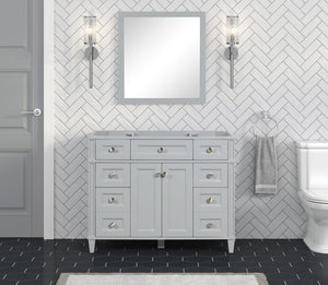 Kensington 41.5 in Solid All Vanity in Metal Gray - Cabinet Only - Bathroom Vanities Outlet