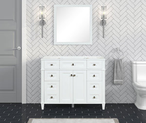 Kensington 41.5 in All Wood Vanity in Bright White - Cabinet Only - Bathroom Vanities Outlet