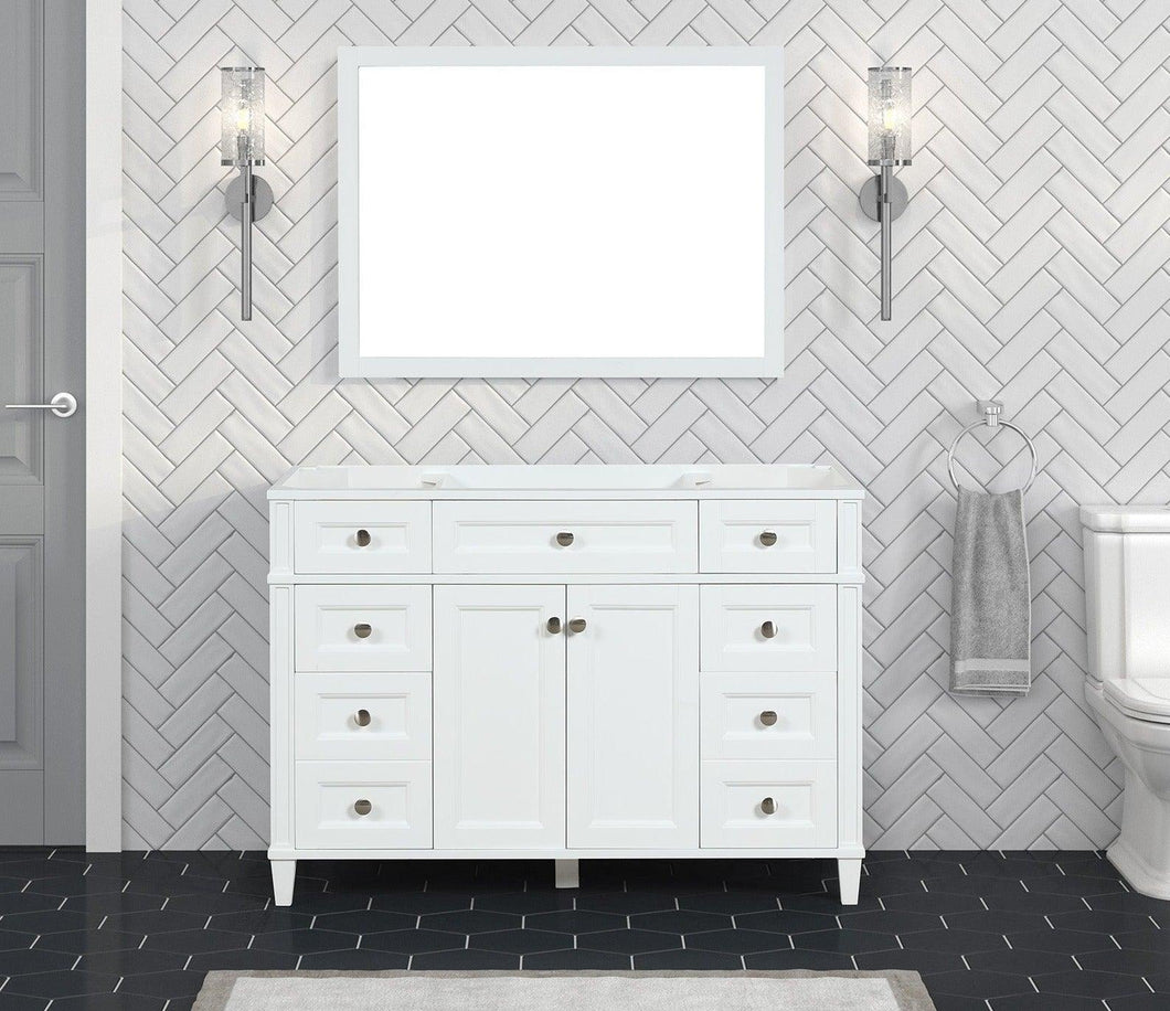 Kensington 47.5 in All Wood Vanity in Bright White - Cabinet Only - Bathroom Vanities Outlet