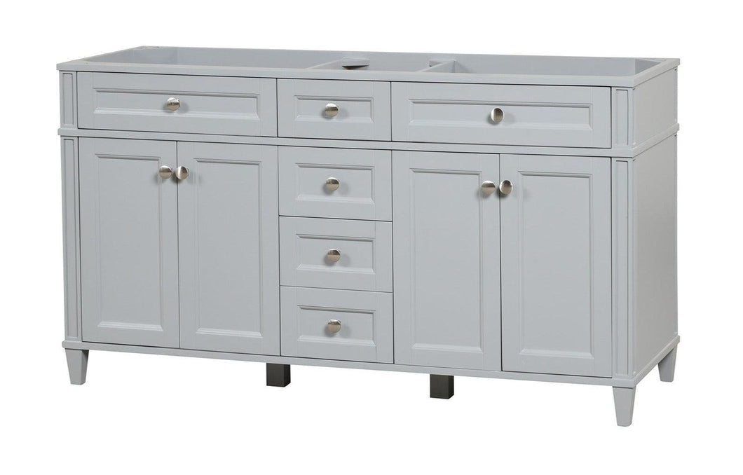 Kensington 60 Double in Solid Wood Vanity in Metal Gray - Cabinet Only Ethan Roth