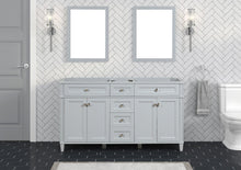 Load image into Gallery viewer, Kensington 60 Double in Solid Wood Vanity in Metal Gray - Cabinet Only Ethan Roth