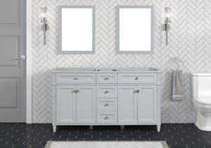 Kensington 60 Double in Solid Wood Vanity in Metal Gray - Cabinet Only Ethan Roth