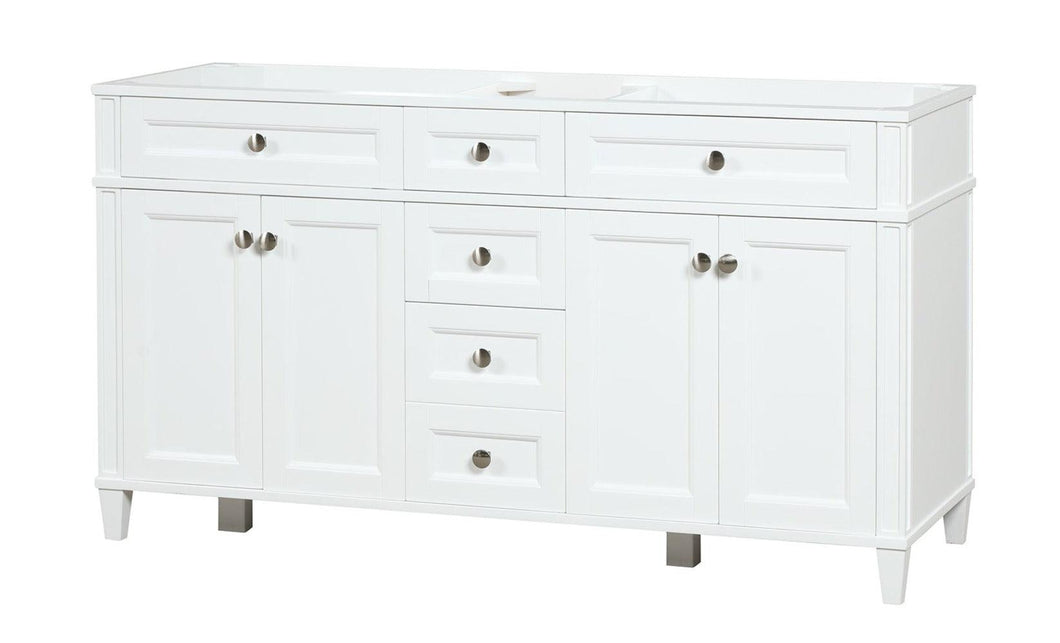 Kensington 59.5 Double in All Wood Vanity in Bright White - Cabinet Only - Bathroom Vanities Outlet